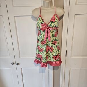 Floral Pink and Green Nightgown